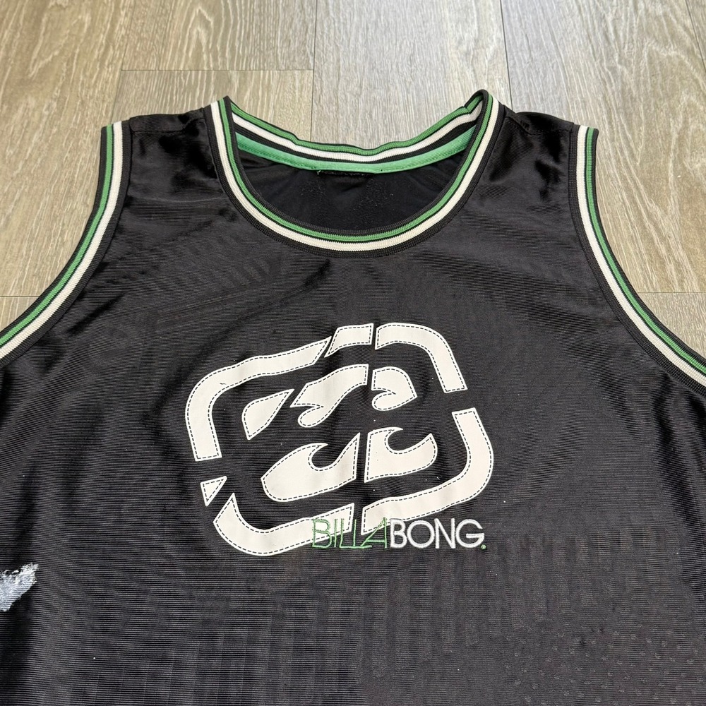 Vintage Billabong Hawaii Basketball Jersey Black/Green Dazzle‎ Y2K Surf Large